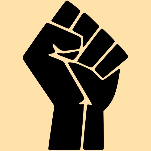 A black fist pointing upwards.