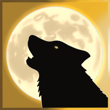 A Wolf Howling in Front of a Full Moon