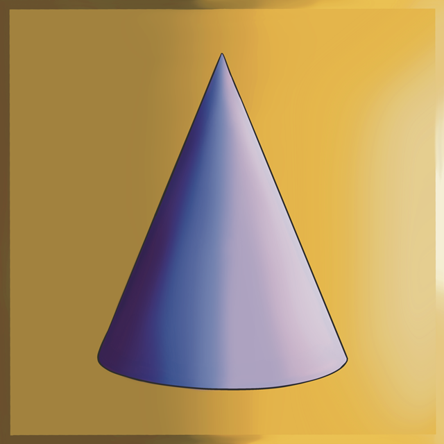 A 3D cone with a smooth, purple gradient surface.